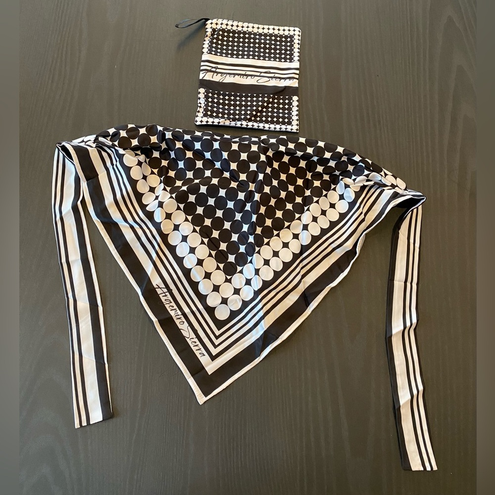 Argemiro Sierra Black & White Dot Print Face Mask Silky Bandana New